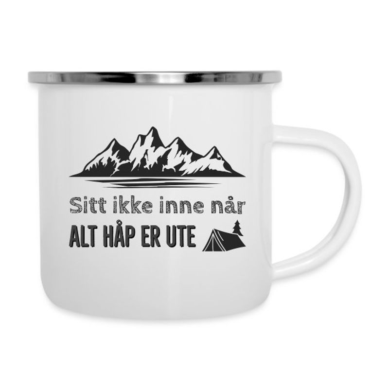 Emaljekopp med friluftsliv motiver