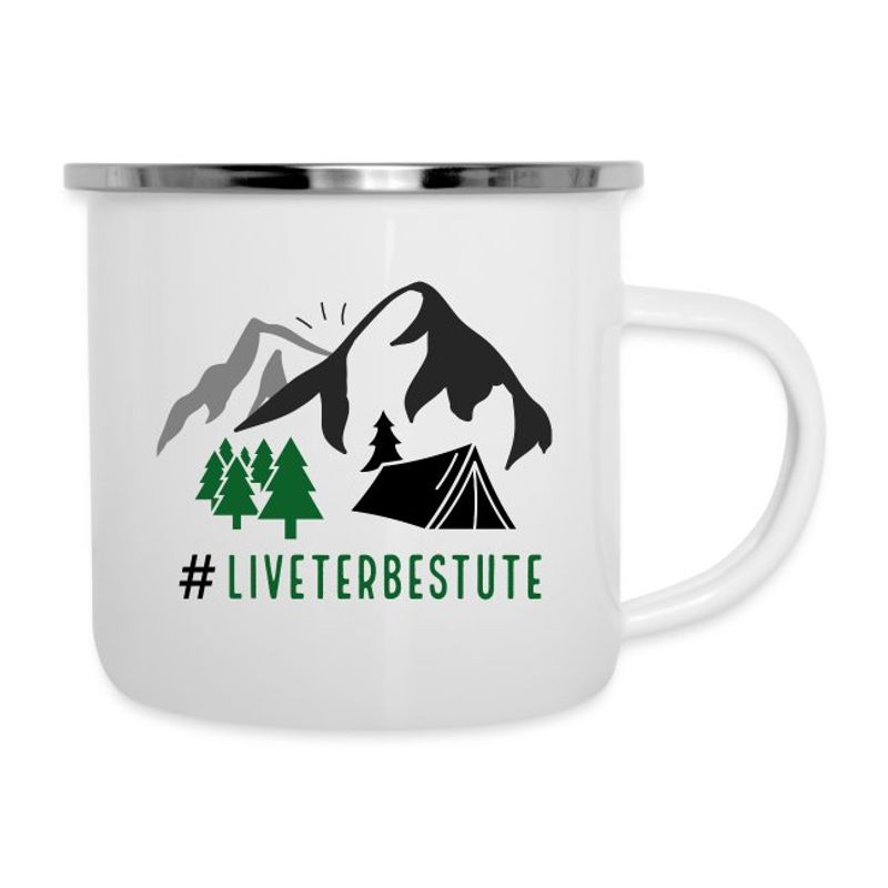 Emaljekopp med friluftsliv motiver