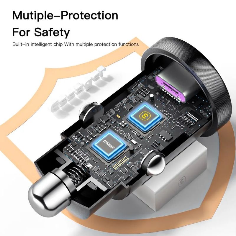 Essager USB og Type C bil lader