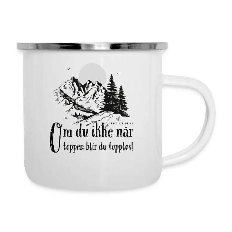 Emaljekopp med friluftsliv motiver